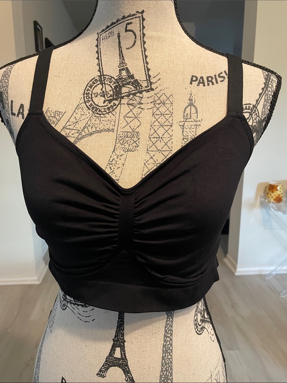 Ruched Front Black Bralette Crop Top